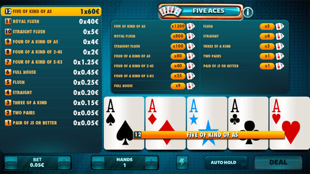 five aces video poker recensione casinomonkey