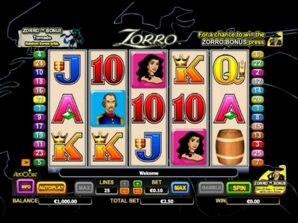 zorro slot machine aristocrat